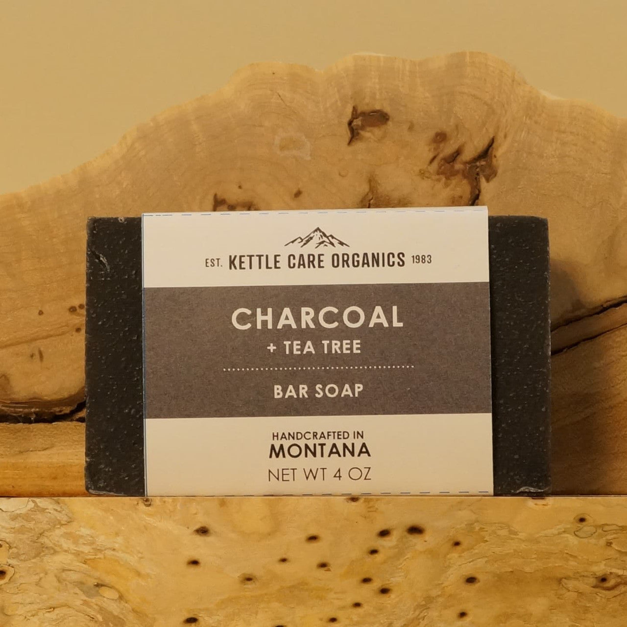 Charcoal + Tea Tree Bar Soap, 4 oz, charcoal grey label