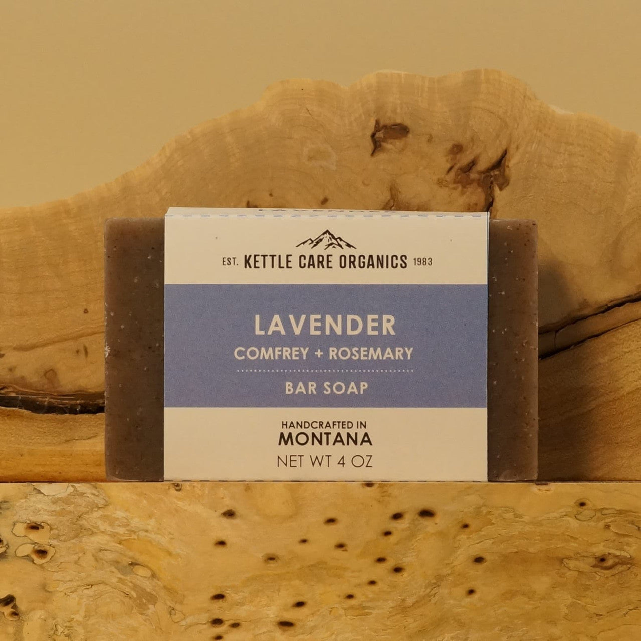 Lavender Bar Soap with Comfrey and Rosemary, 4 oz, purple label