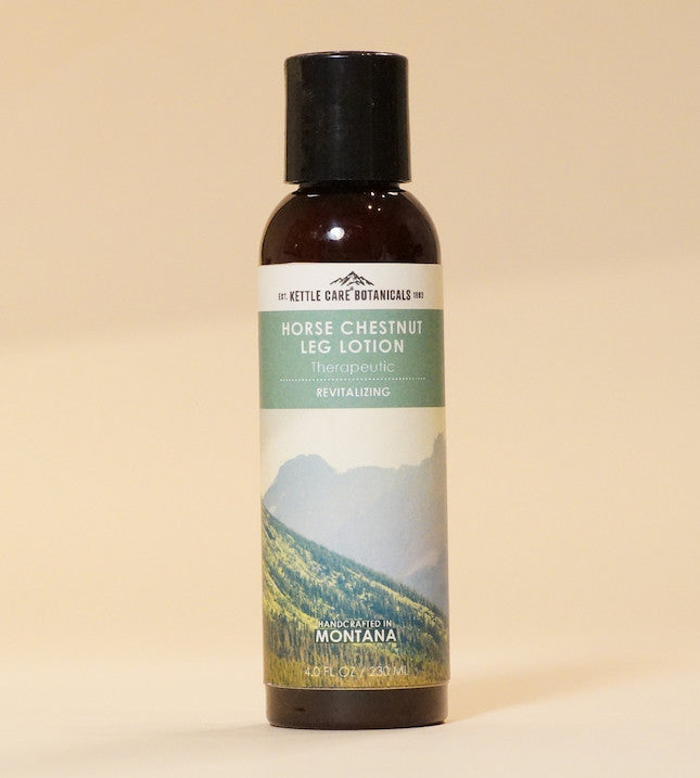 This photo is our 4oz flip top bottle of Horse Chestnut cream formulated with Horse Chestnut, Butcher's Broom & Gotu Kola