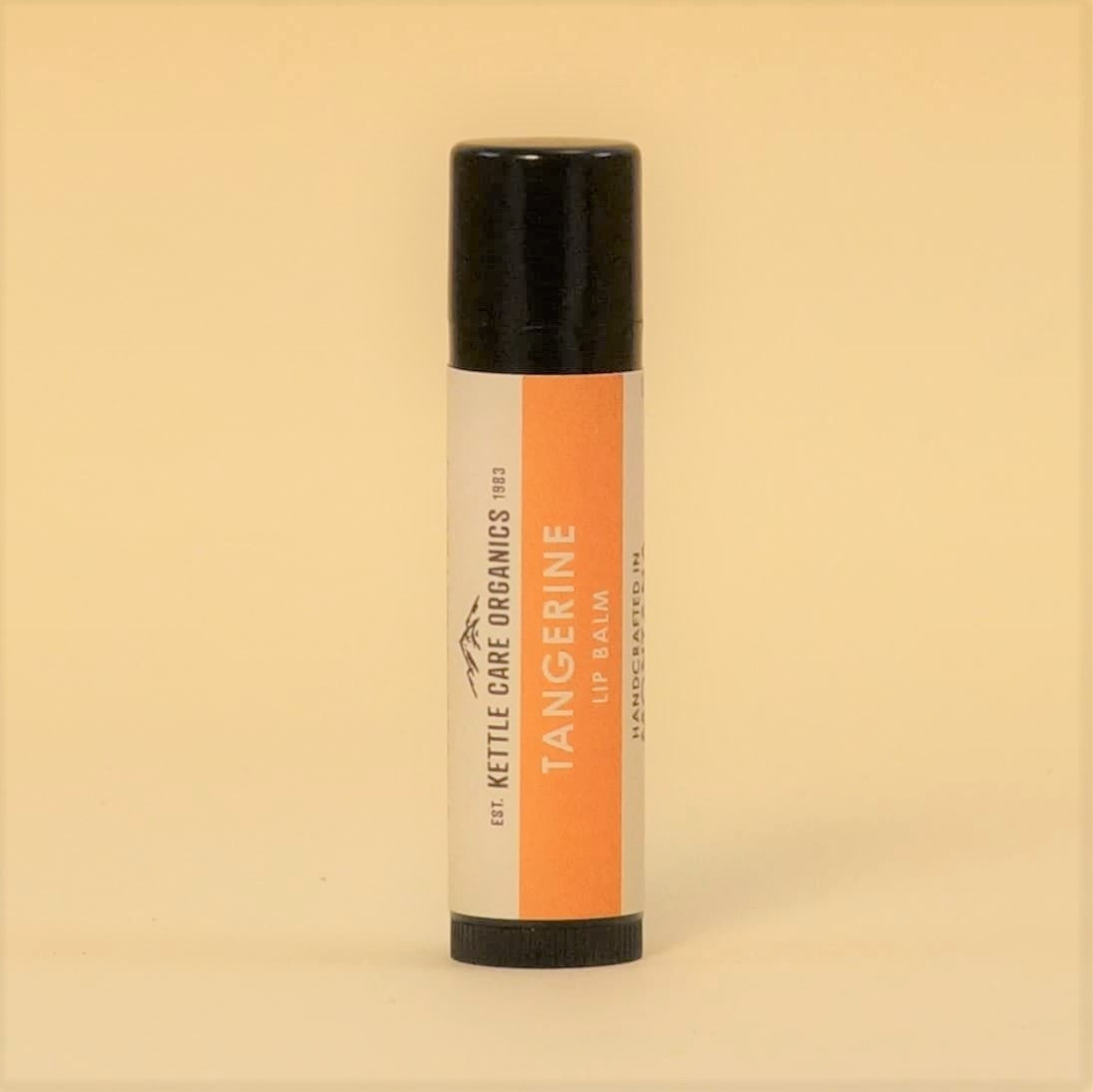 Tangerine Lip Balm, Handcrafted in Montana, 0.20 tube, tangerine-colored label