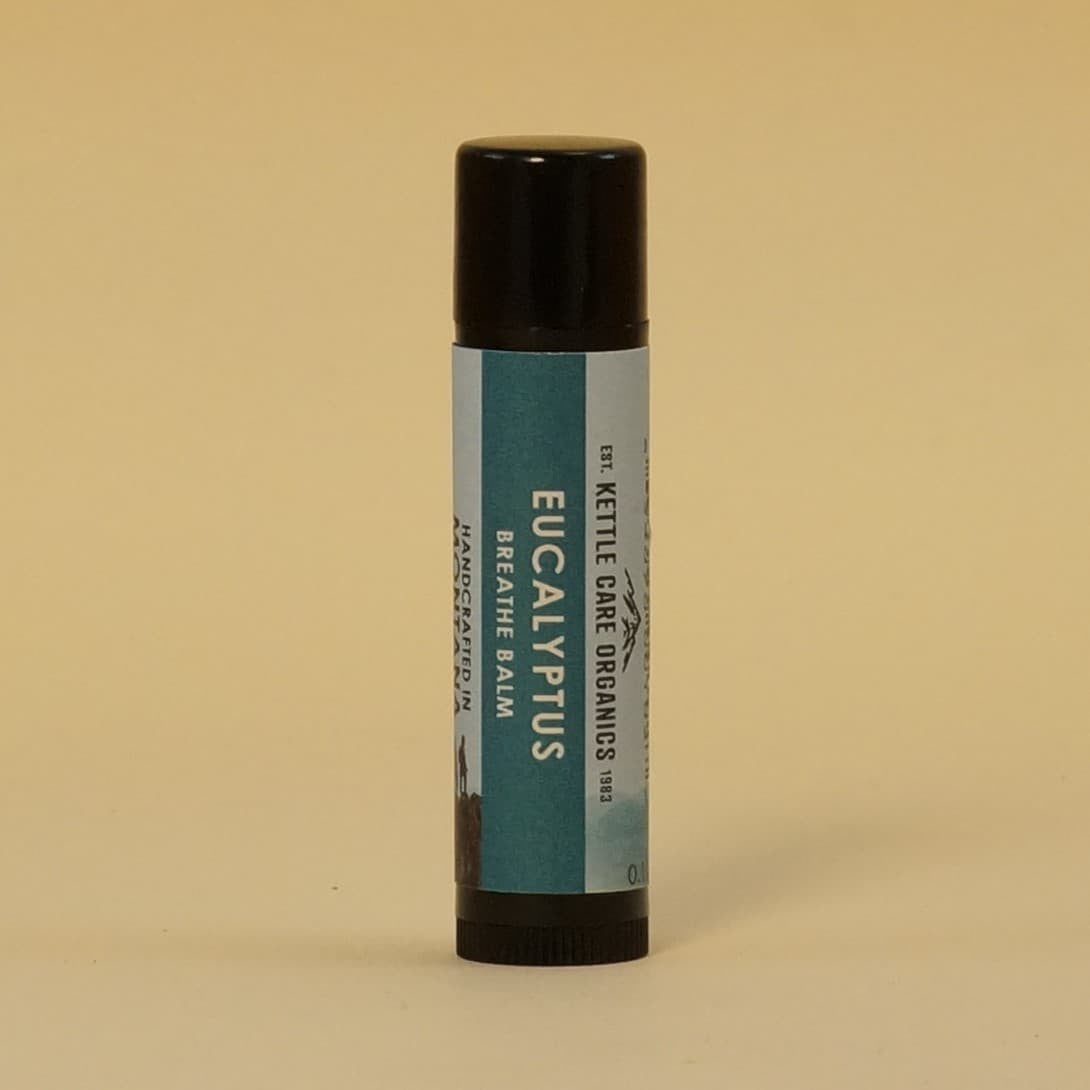 Eucalyptus Breathe Balm, Handcrafted in Montana, 0.2 oz tube, black plastic with green label