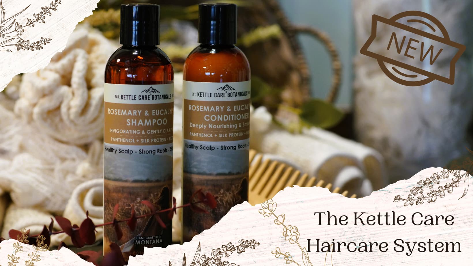 Advertisement with Kettle Care Botanicals Nettle Shampoo